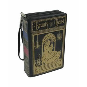 Black Vinyl Beauty And The Beast Book Handbag Novelty Clutch Purse Crossbody :P